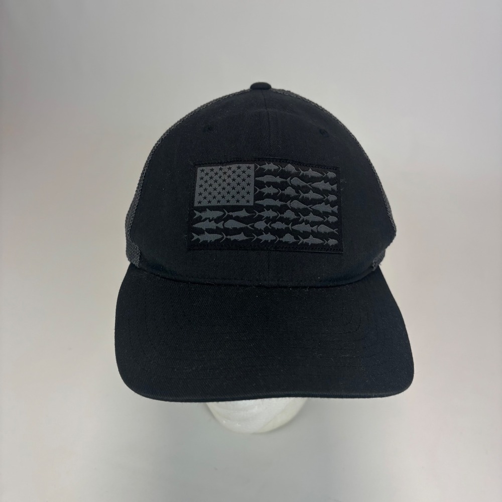 Columbia PFG‎ Fish Flag Mesh Hat L/XL Black Grey Performance Fishing Cap
